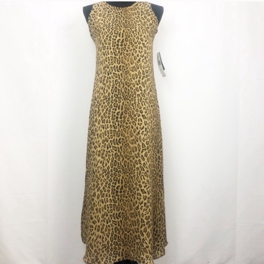 NWT Lauren Ralph Lauren Silk Cheetah Maxi Dress - Picture 1 of 7